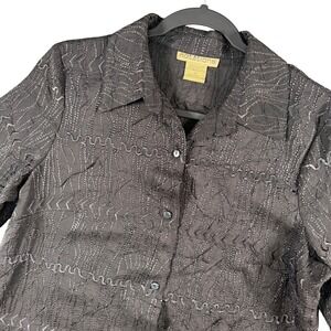 VTG Notations Black Embroidered Blouse Whimsigoth Romantic Victorian Feminine‎ M